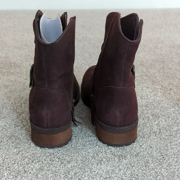 UGG Milnor Women's Dark Brown Suede Ankle Boots with Snakeskin Strap - Picture 4 of 12